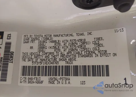 2014 Toyota Tundra Sr5 5.7L V8 from USA, damaged, VIN 5TFDY5F1XEX348765